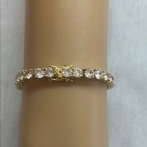 Gold Color -Toned Bracelet with Sparkling Clear Stones
